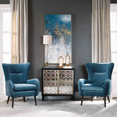 Dax Blue/Woodtone Mid-Century Accent Chair - Ornate Home