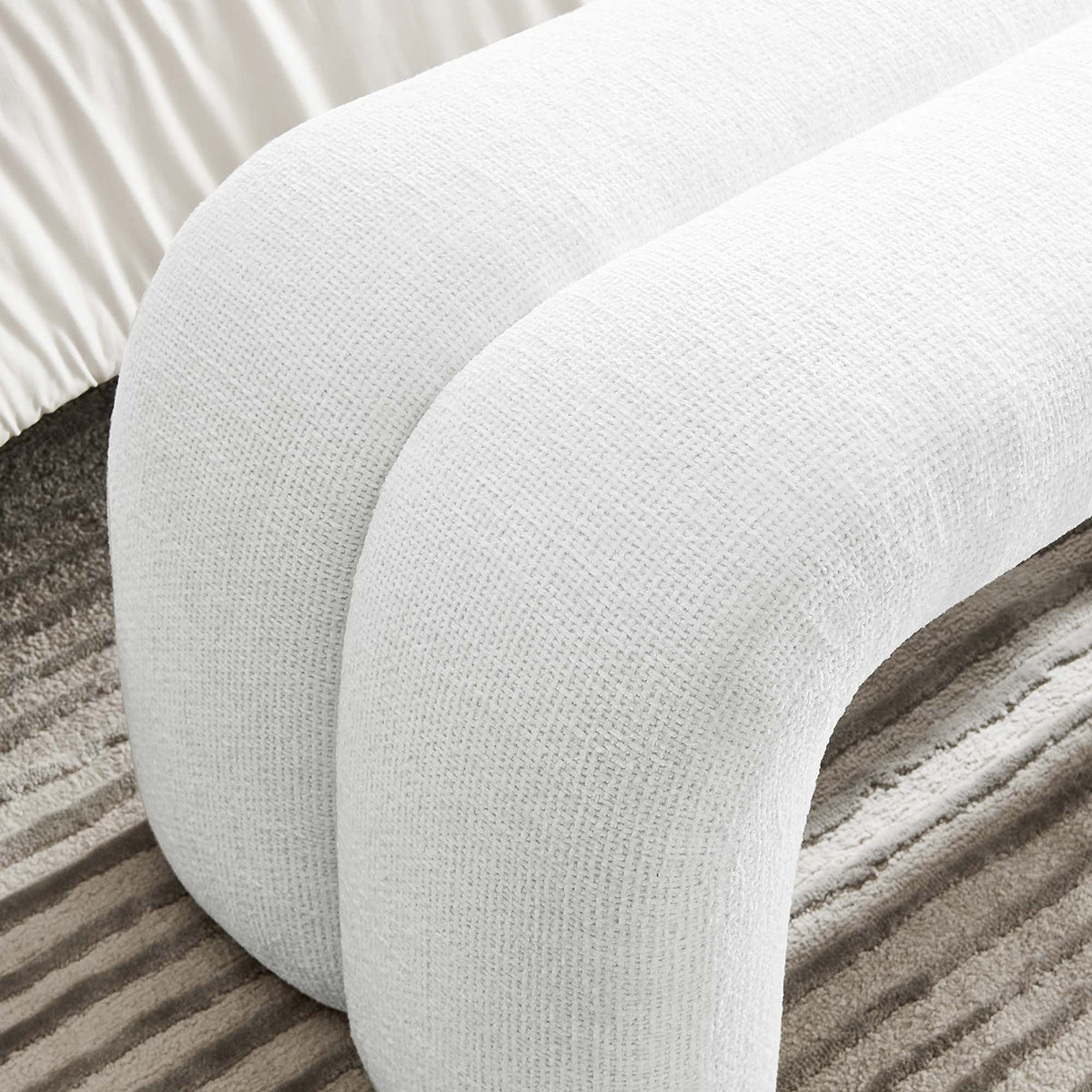 Dax Frost 50.5" Chenille Upholstered Accent Bench - Ornate Home