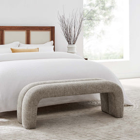 Dax Khaki 50.5" Chenille Upholstered Accent Bench - Ornate Home