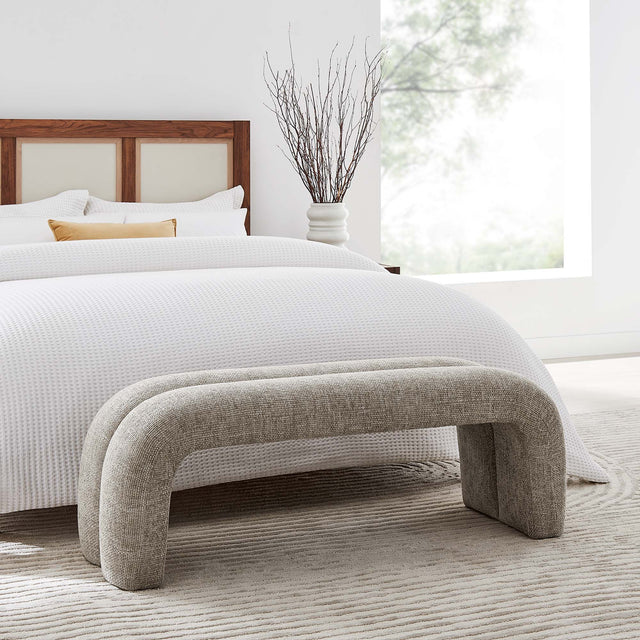 Dax Khaki 50.5" Chenille Upholstered Accent Bench - Ornate Home