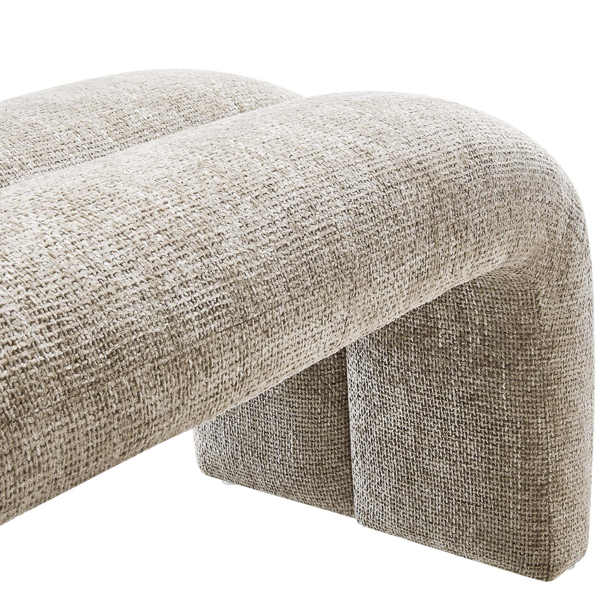 Dax Khaki 50.5" Chenille Upholstered Accent Bench - Ornate Home