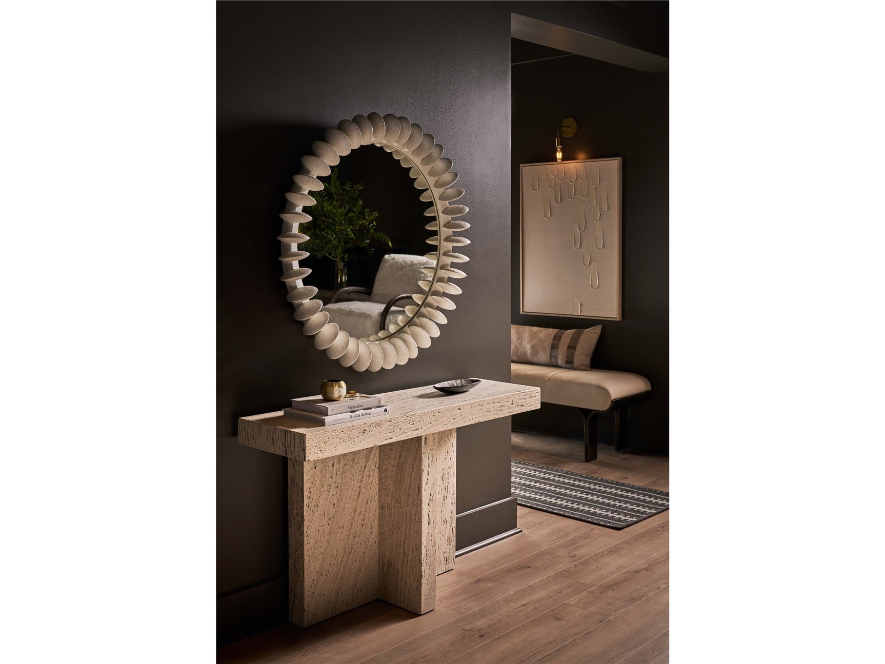 Daxton White Travertine Console Table - Ornate Home