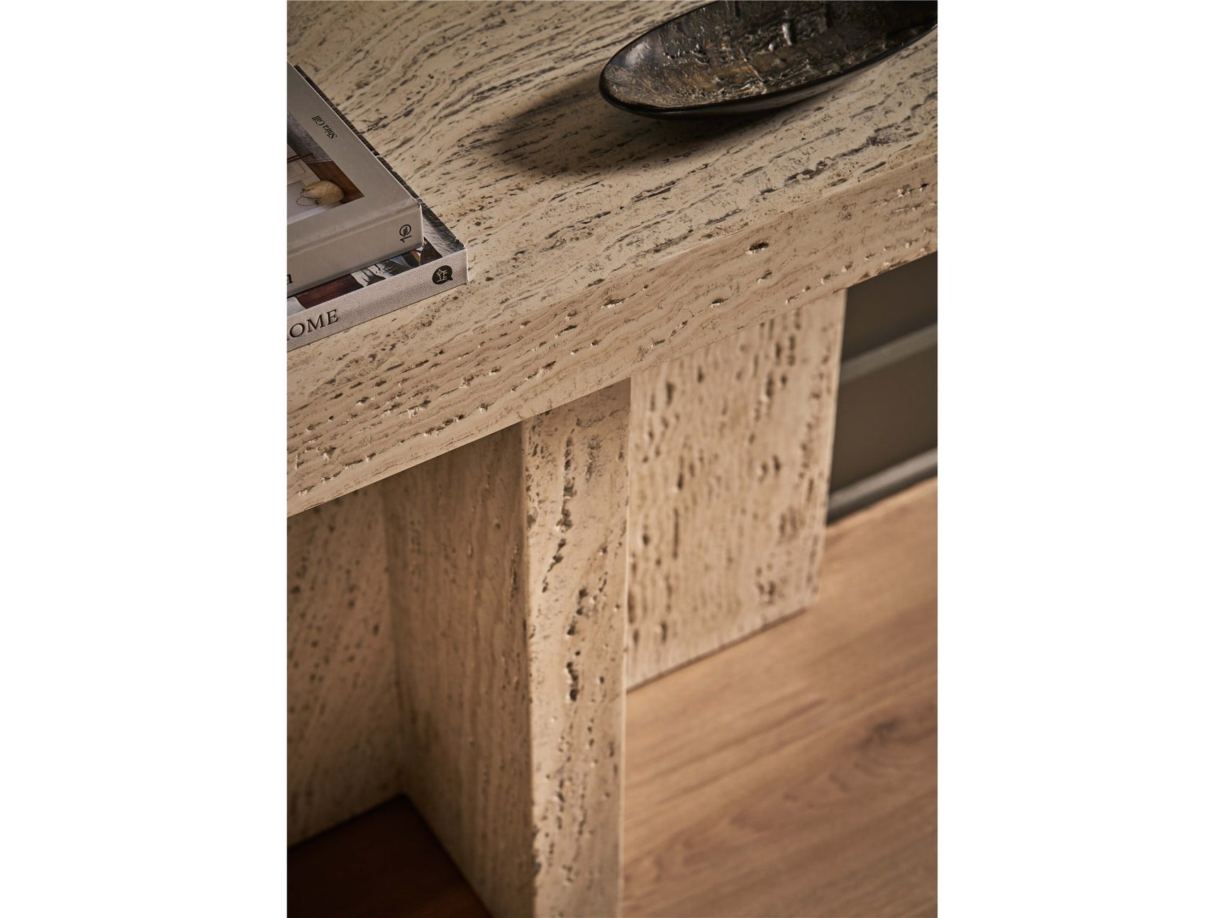 Daxton White Travertine Console Table - Ornate Home