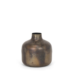 Daya Antiqued Gold Short Metal Vase