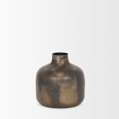 Daya Antiqued Gold Short Metal Vase