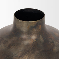 Daya Antiqued Gold Short Metal Vase