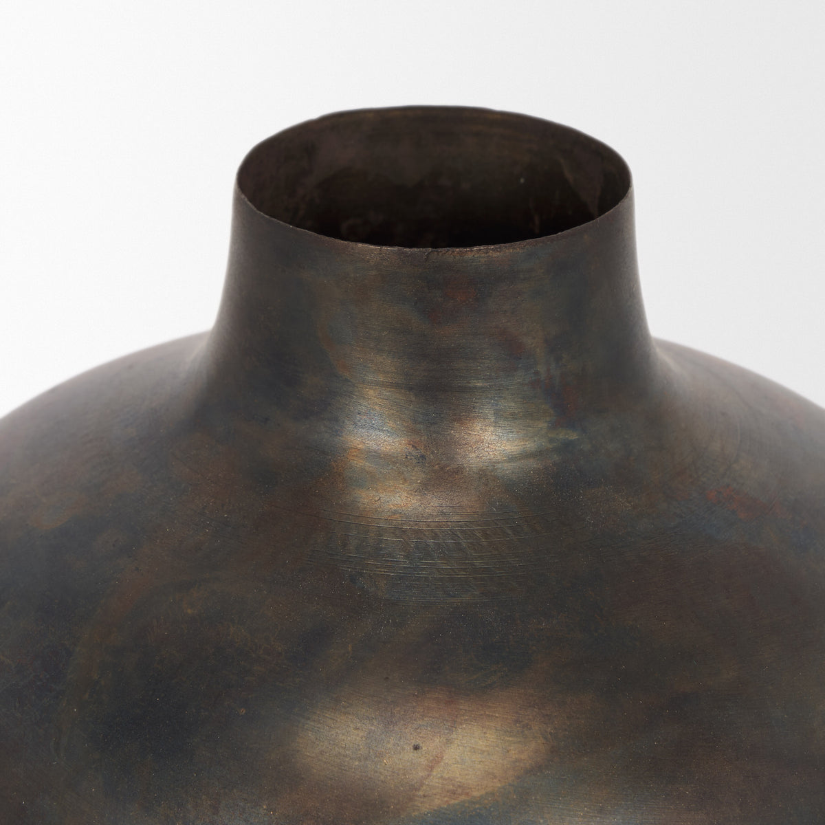 Daya Antiqued Gold Tall Metal Vase