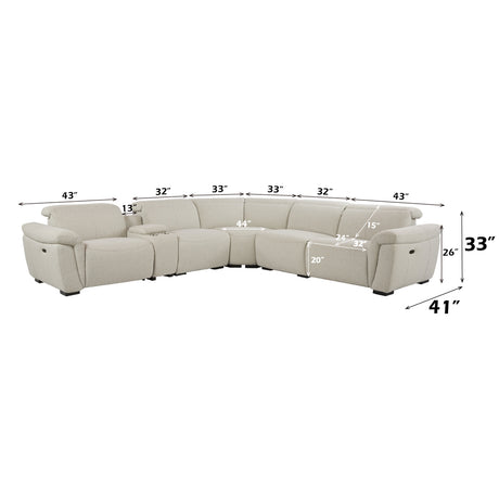 Dayana Beige Boucle Power Motion Sectional Sofa - Ornate Home