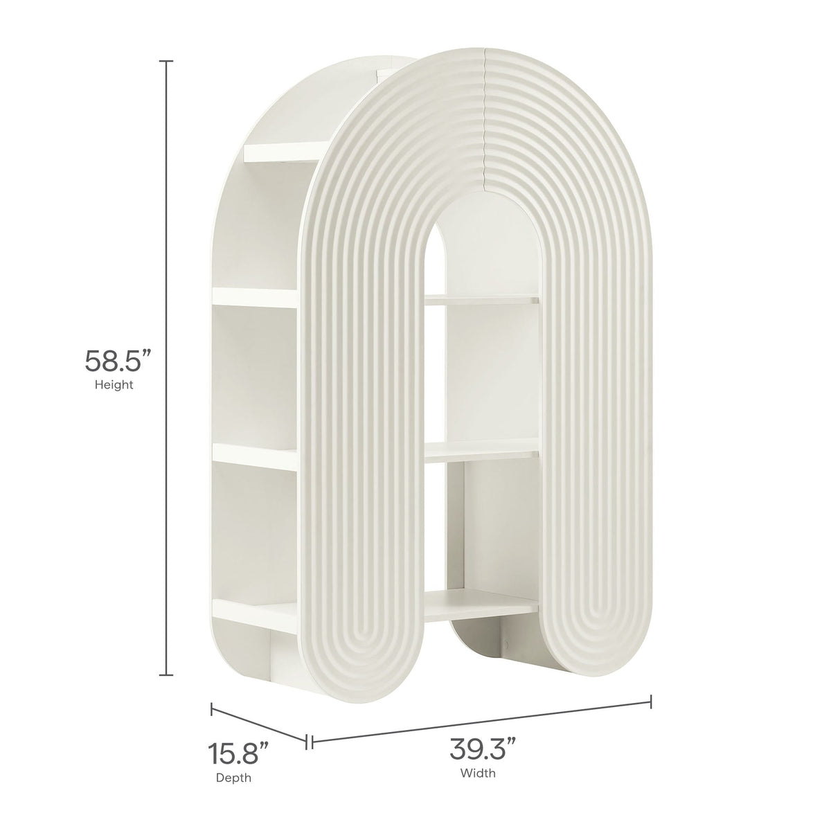 Daydream White 58" Arched Bookshelf - Ornate Home