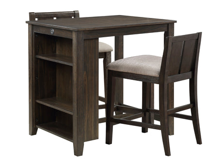 Daye Dark Cherry/Brown 3-Piece Pack Counter Height Set - Ornate Home