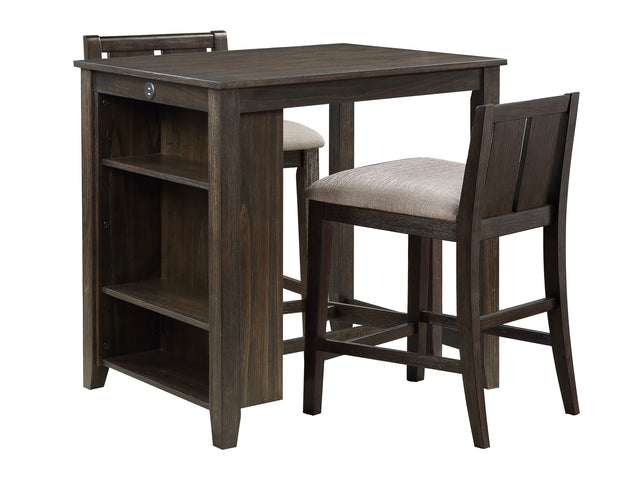 Daye Dark Cherry/Brown 3-Piece Pack Counter Height Set - Ornate Home