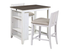 Daye Gray/White/Brown 3-Piece Pack Counter Height Set - Ornate Home