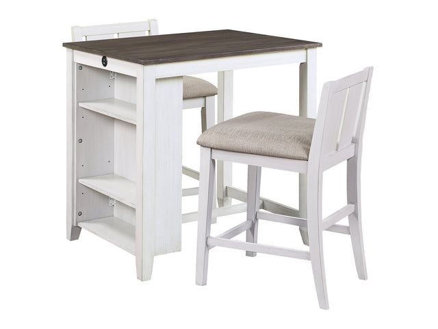 Daye Gray/White/Brown 3-Piece Pack Counter Height Set - Ornate Home