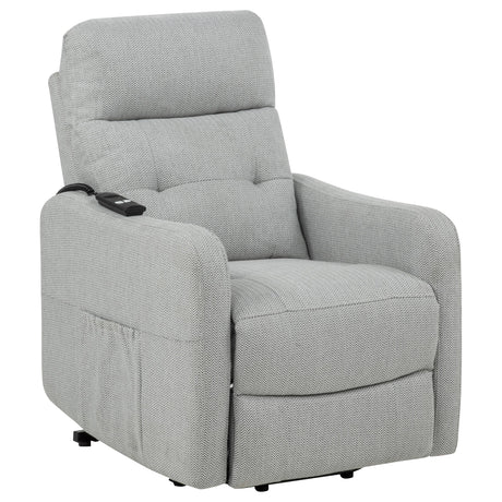 Dayes Light Grey Upholstered Power Lift Recliner Chair - Ornate Home