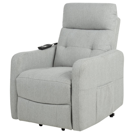 Dayes Light Grey Upholstered Power Lift Recliner Chair - Ornate Home