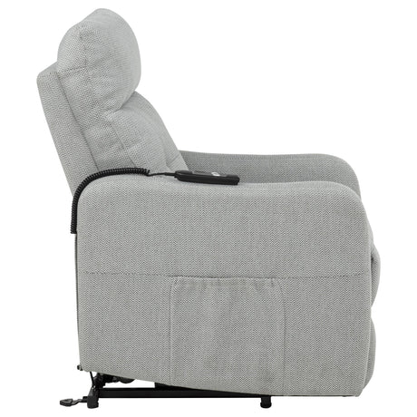 Dayes Light Grey Upholstered Power Lift Recliner Chair - Ornate Home