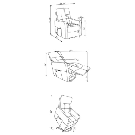 Dayes Light Grey Upholstered Power Lift Recliner Chair - Ornate Home