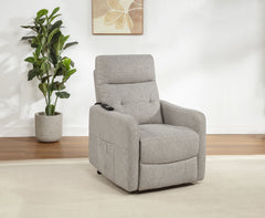 Dayes Taupe Upholstered Power Lift Recliner Chair - Ornate Home