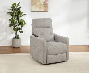 Dayes Taupe Upholstered Power Lift Recliner Chair - Ornate Home