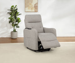 Dayes Taupe Upholstered Power Lift Recliner Chair - Ornate Home