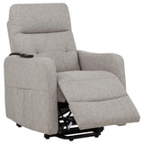 Dayes Taupe Upholstered Power Lift Recliner Chair - Ornate Home
