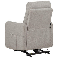 Dayes Taupe Upholstered Power Lift Recliner Chair - Ornate Home