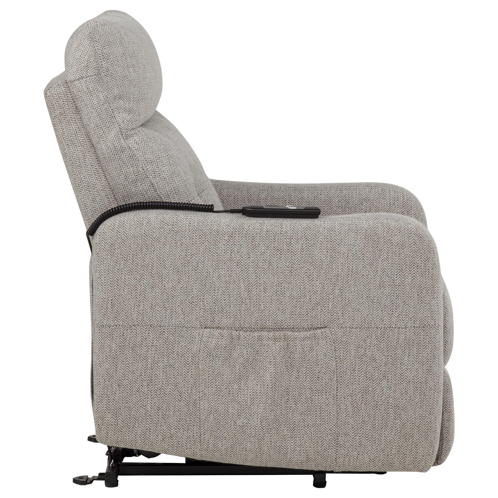 Dayes Taupe Upholstered Power Lift Recliner Chair - Ornate Home