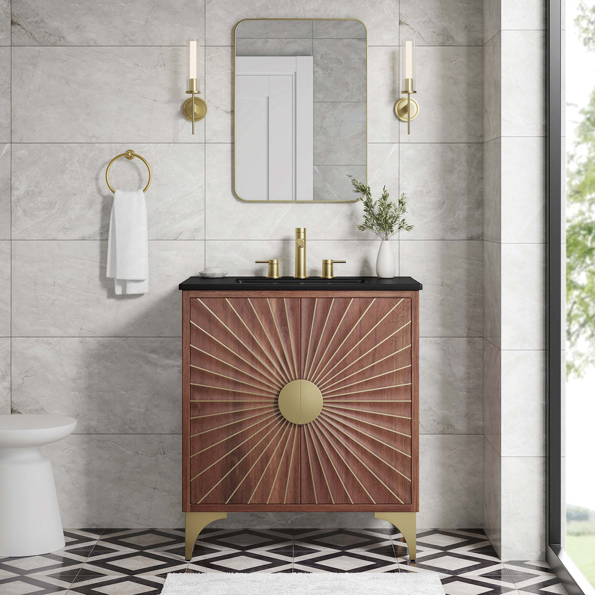 Daylight Black/Walnut 30" Bathroom Vanity - Ornate Home