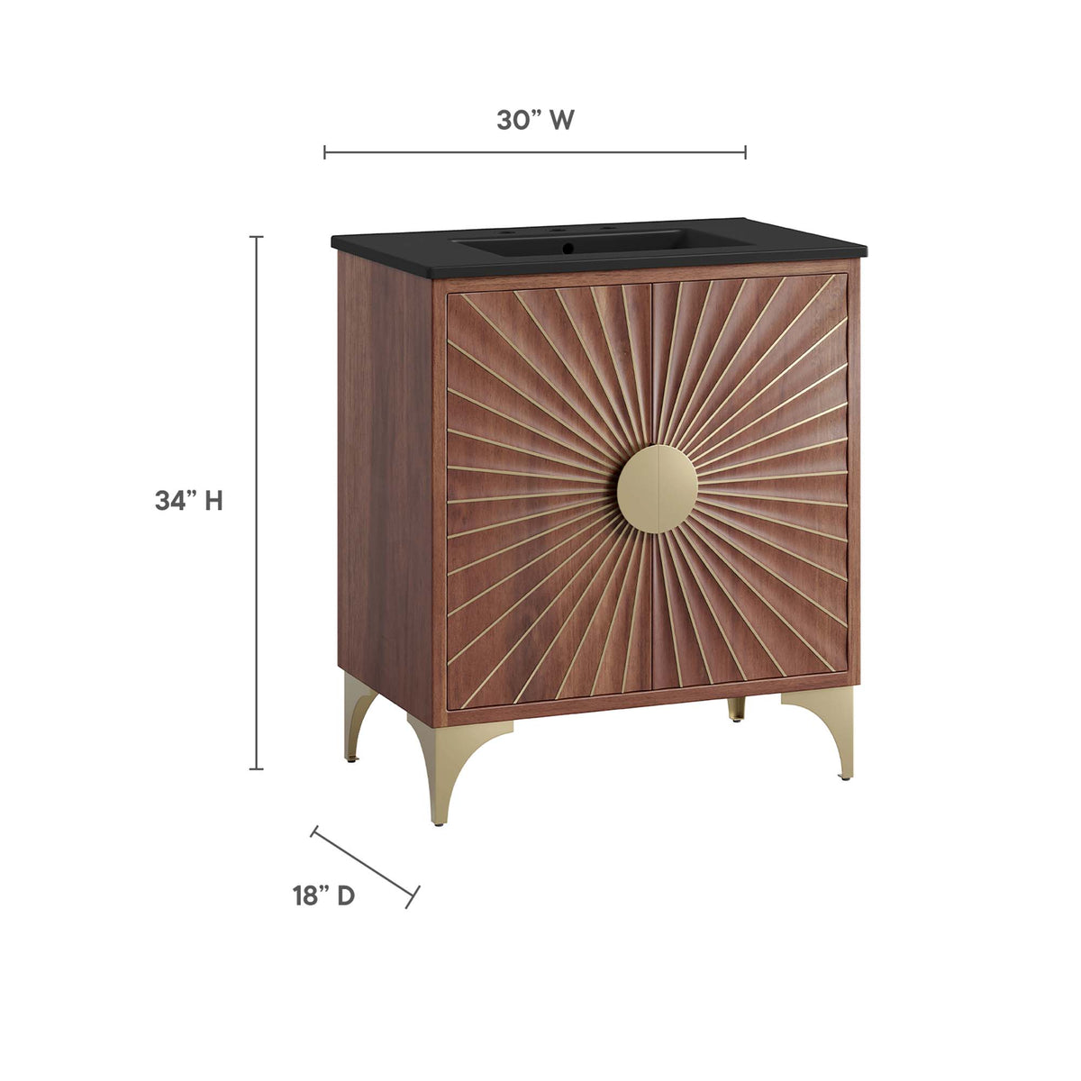 Daylight Black/Walnut 30" Bathroom Vanity - Ornate Home