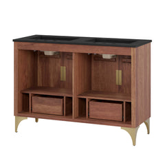Daylight Black/Walnut 48" Double Sink Bathroom Vanity - Ornate Home