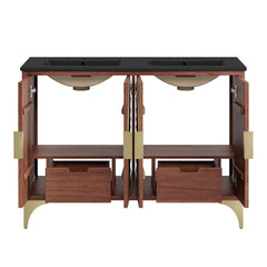 Daylight Black/Walnut 48" Double Sink Bathroom Vanity - Ornate Home