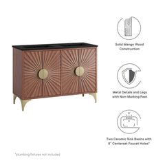 Daylight Black/Walnut 48" Double Sink Bathroom Vanity - Ornate Home