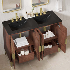 Daylight Black/Walnut 48" Double Sink Bathroom Vanity - Ornate Home