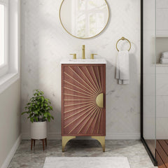Daylight White/Walnut 18" Bathroom Vanity - Ornate Home