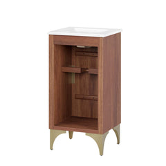 Daylight White/Walnut 18" Bathroom Vanity - Ornate Home