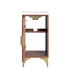 Daylight White/Walnut 18" Bathroom Vanity - Ornate Home