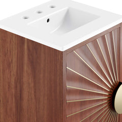 Daylight White/Walnut 18" Bathroom Vanity - Ornate Home