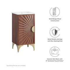Daylight White/Walnut 18" Bathroom Vanity - Ornate Home
