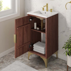Daylight White/Walnut 18" Bathroom Vanity - Ornate Home
