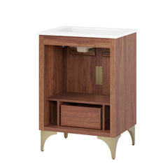 Daylight White/Walnut 24" Bathroom Vanity - Ornate Home