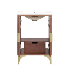 Daylight White/Walnut 24" Bathroom Vanity - Ornate Home