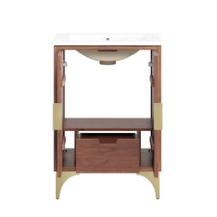 Daylight White/Walnut 24" Bathroom Vanity - Ornate Home