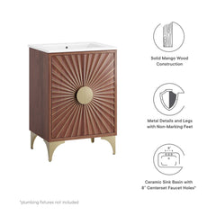 Daylight White/Walnut 24" Bathroom Vanity - Ornate Home