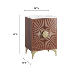 Daylight White/Walnut 24" Bathroom Vanity - Ornate Home