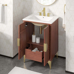 Daylight White/Walnut 24" Bathroom Vanity - Ornate Home