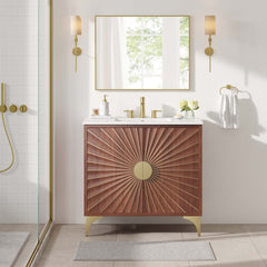 Daylight White/Walnut 36" Bathroom Vanity - Ornate Home