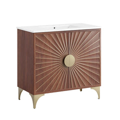Daylight White/Walnut 36" Bathroom Vanity - Ornate Home