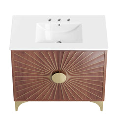 Daylight White/Walnut 36" Bathroom Vanity - Ornate Home