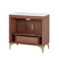 Daylight White/Walnut 36" Bathroom Vanity - Ornate Home