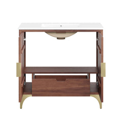 Daylight White/Walnut 36" Bathroom Vanity - Ornate Home